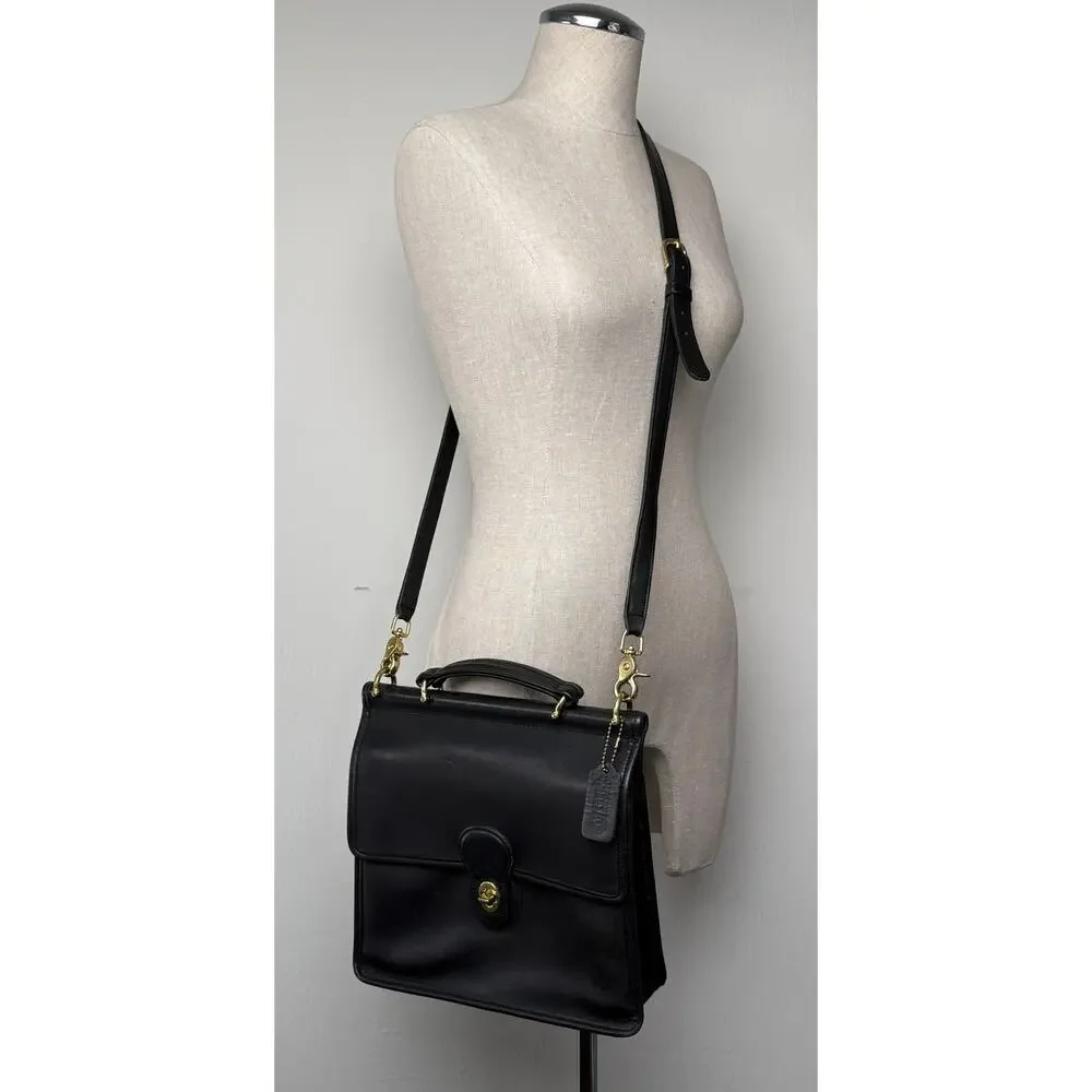 Vtg Coach Willis Satchel Bag 9927 Black Leather Crossbody 90s Preppy Minimal